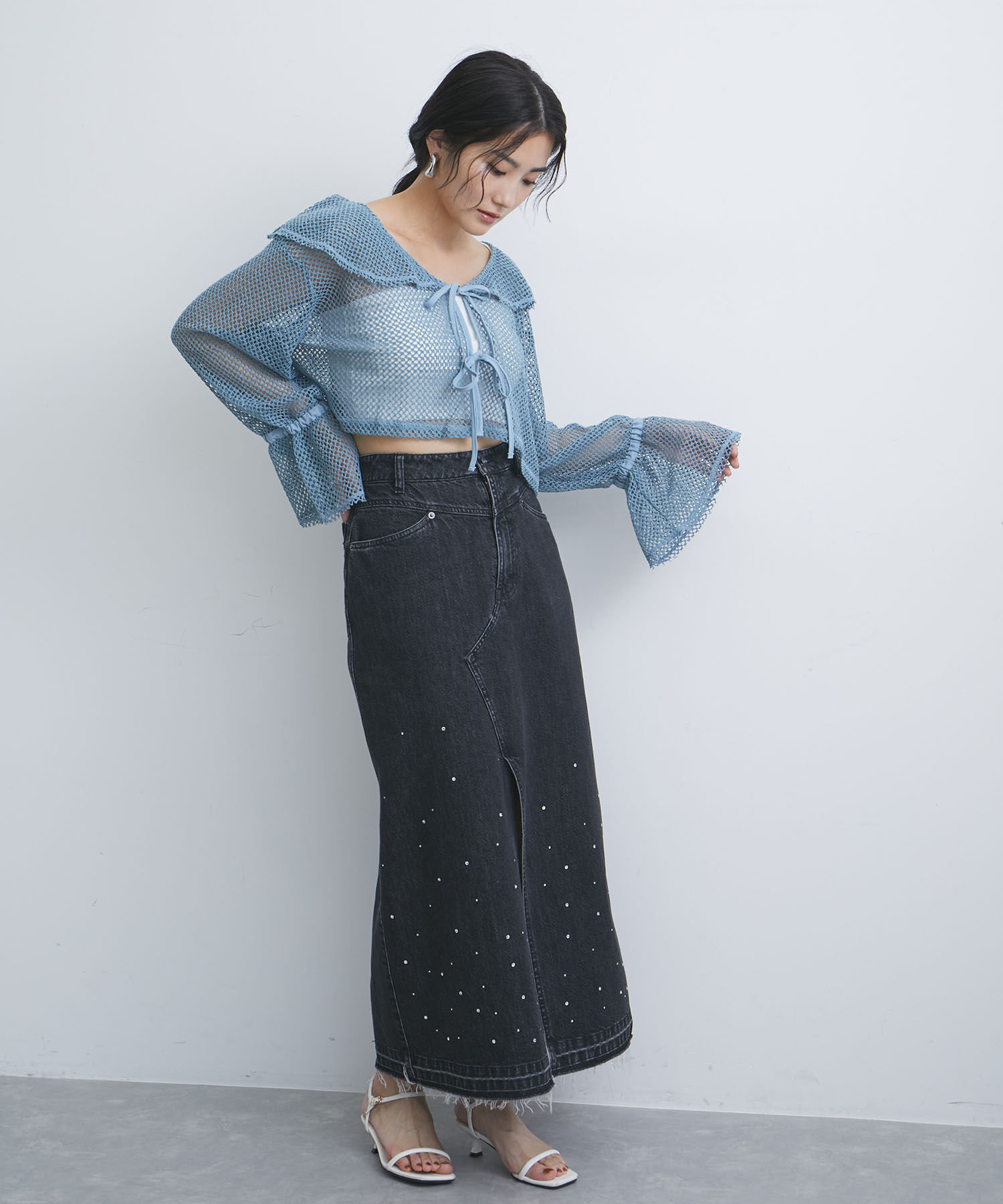 VIS「【前後2WAY】メッシュフリルカーディガン」|シャツ・ブラウス|