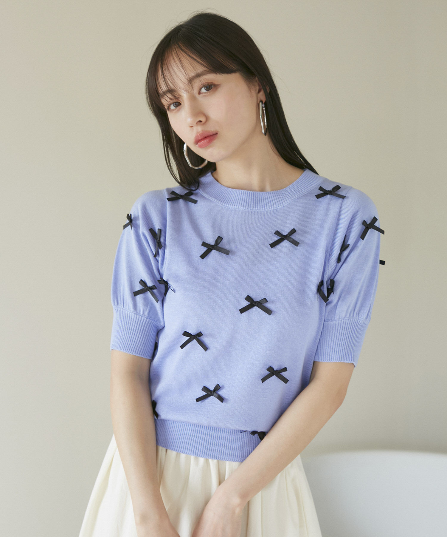 VIS「リボンハーフスリーブサマーニット」|ニット・セーター|