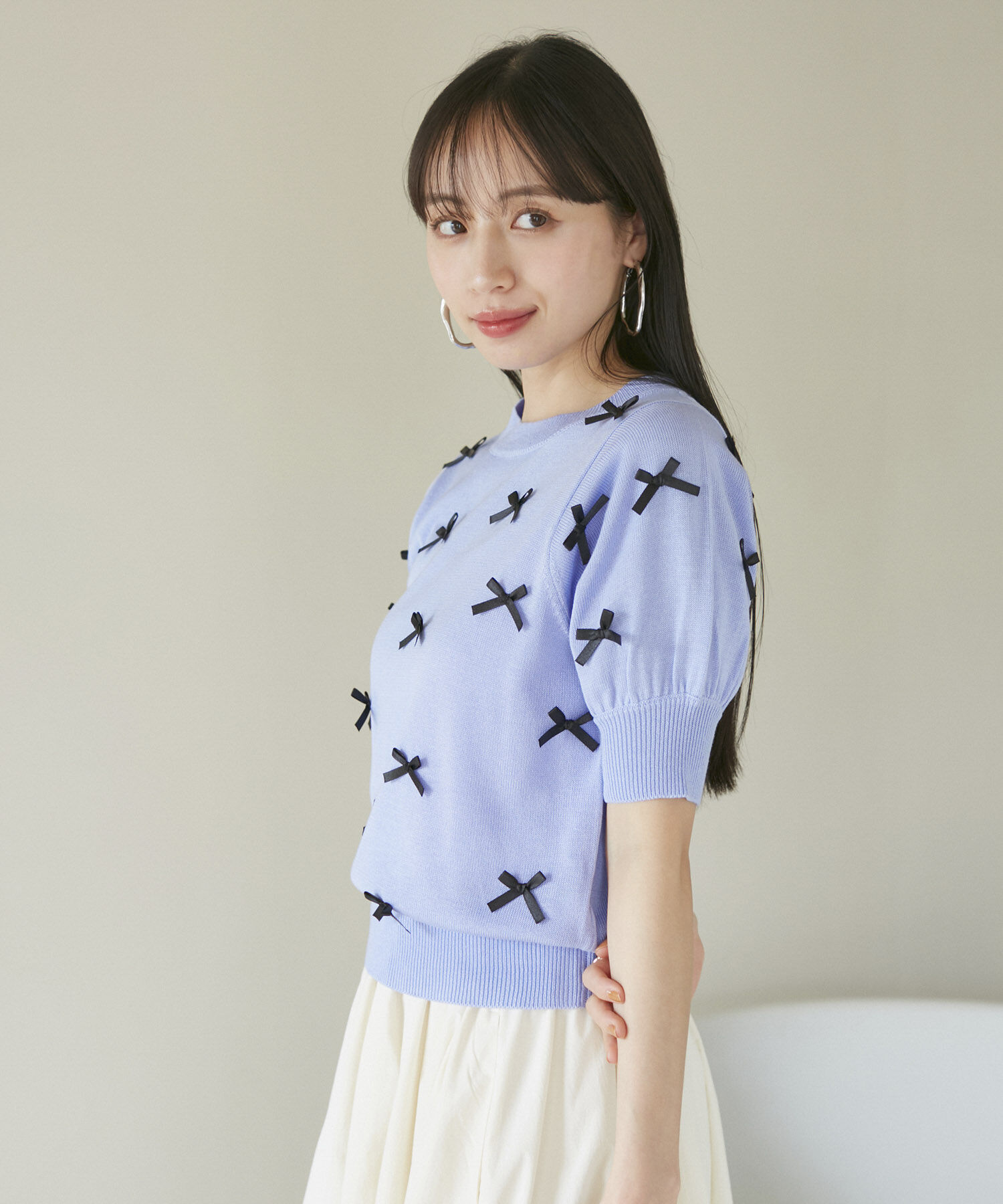 VIS「リボンハーフスリーブサマーニット」|ニット・セーター|