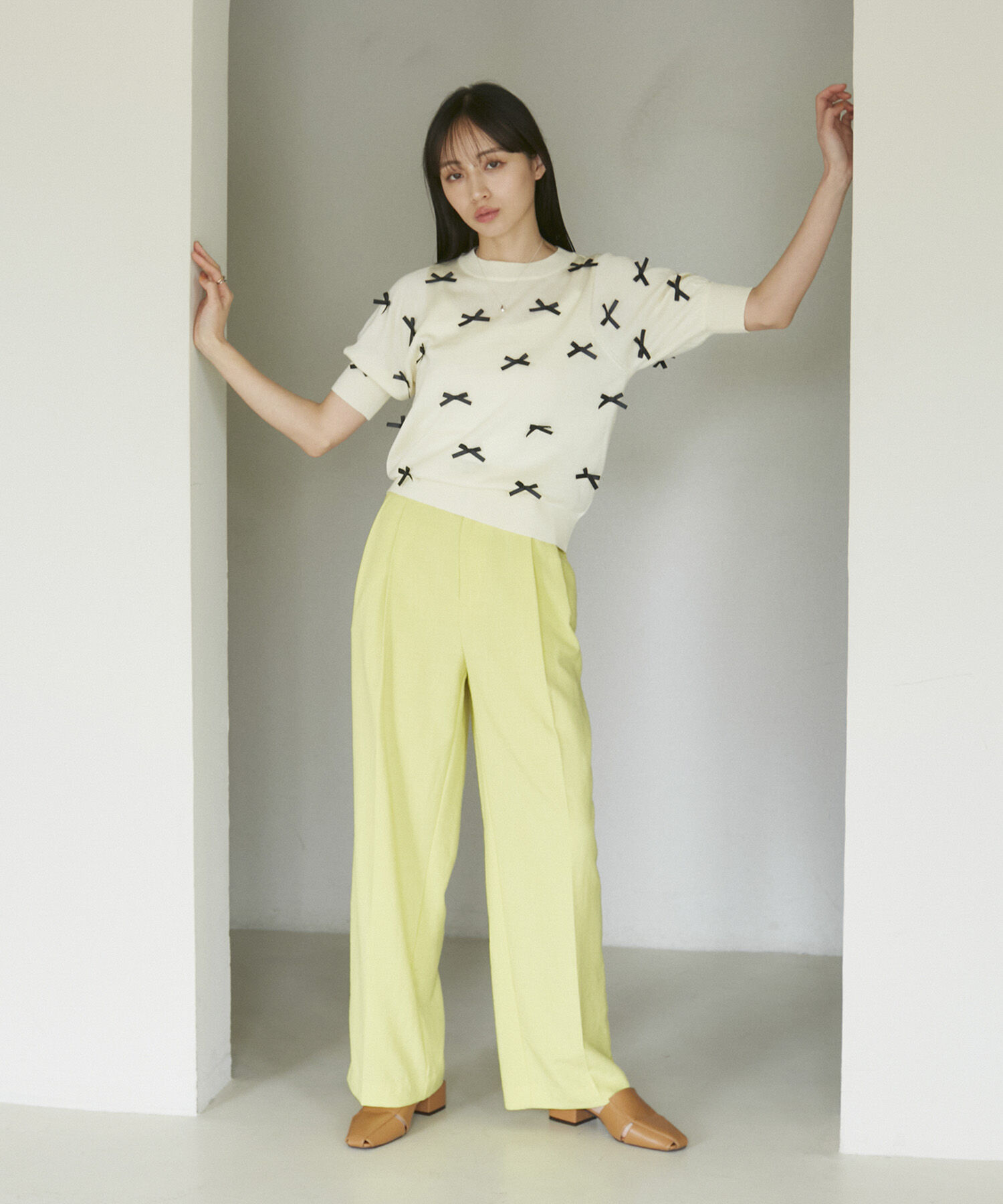 VIS「リボンハーフスリーブサマーニット」|ニット・セーター|