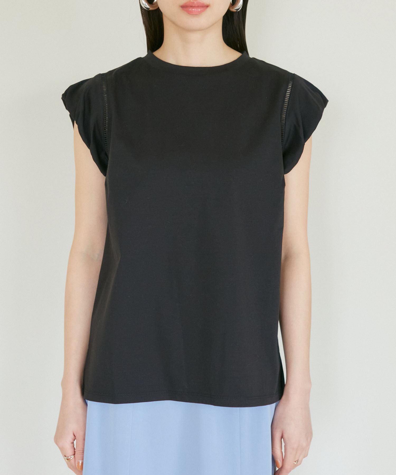 VIS「【洗える】シルケットポイントレースカットソー」|Tシャツ・カットソー|
