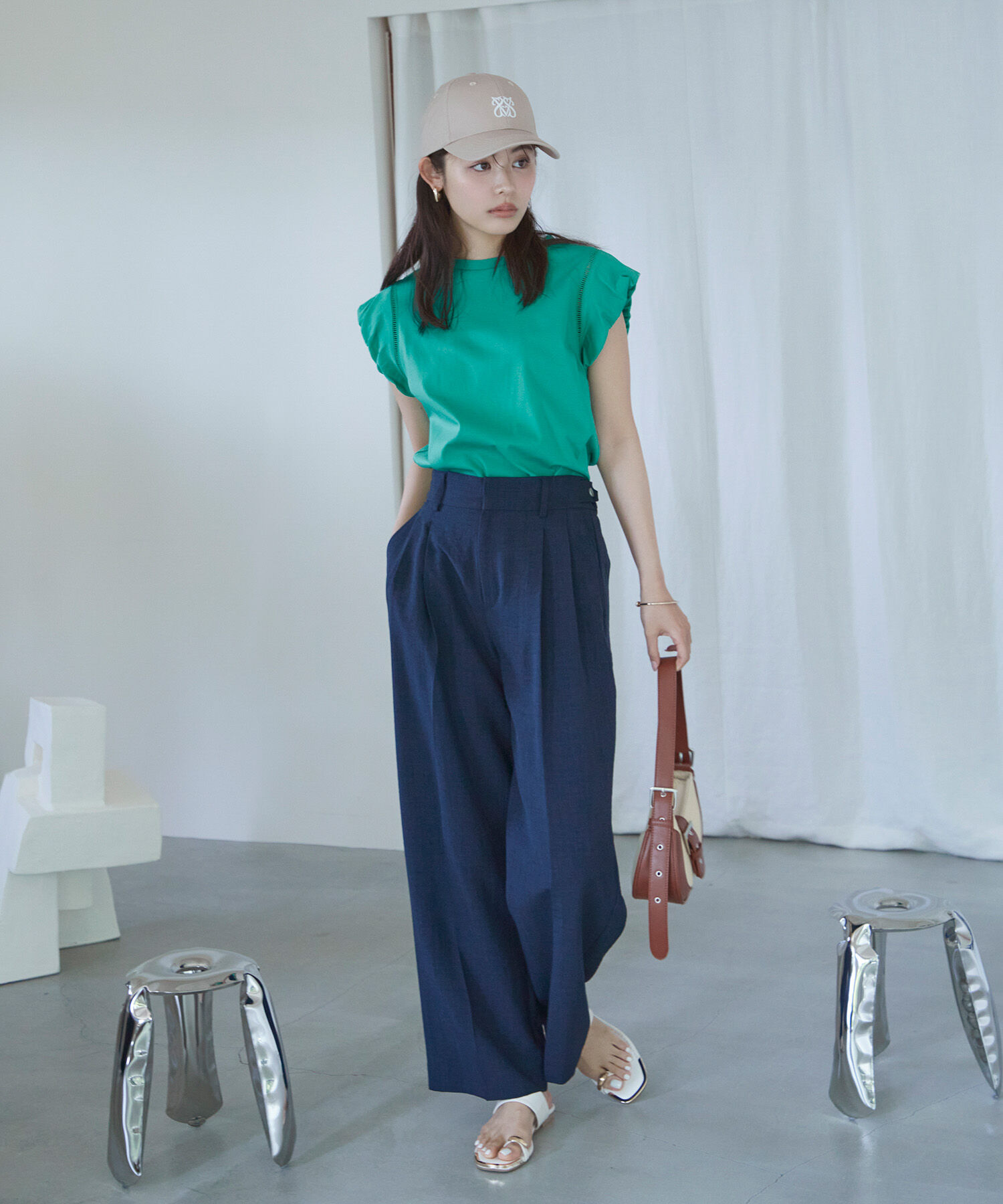 VIS「【洗える】シルケットポイントレースカットソー」|Tシャツ・カットソー|