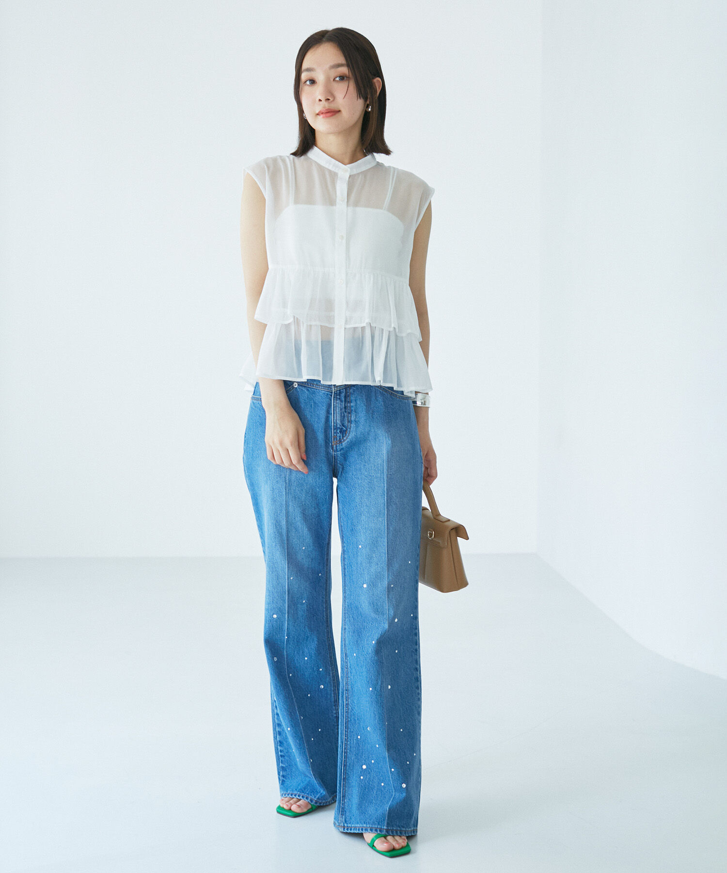 VIS「【洗える】シアーフリルブラウス」|シャツ・ブラウス|