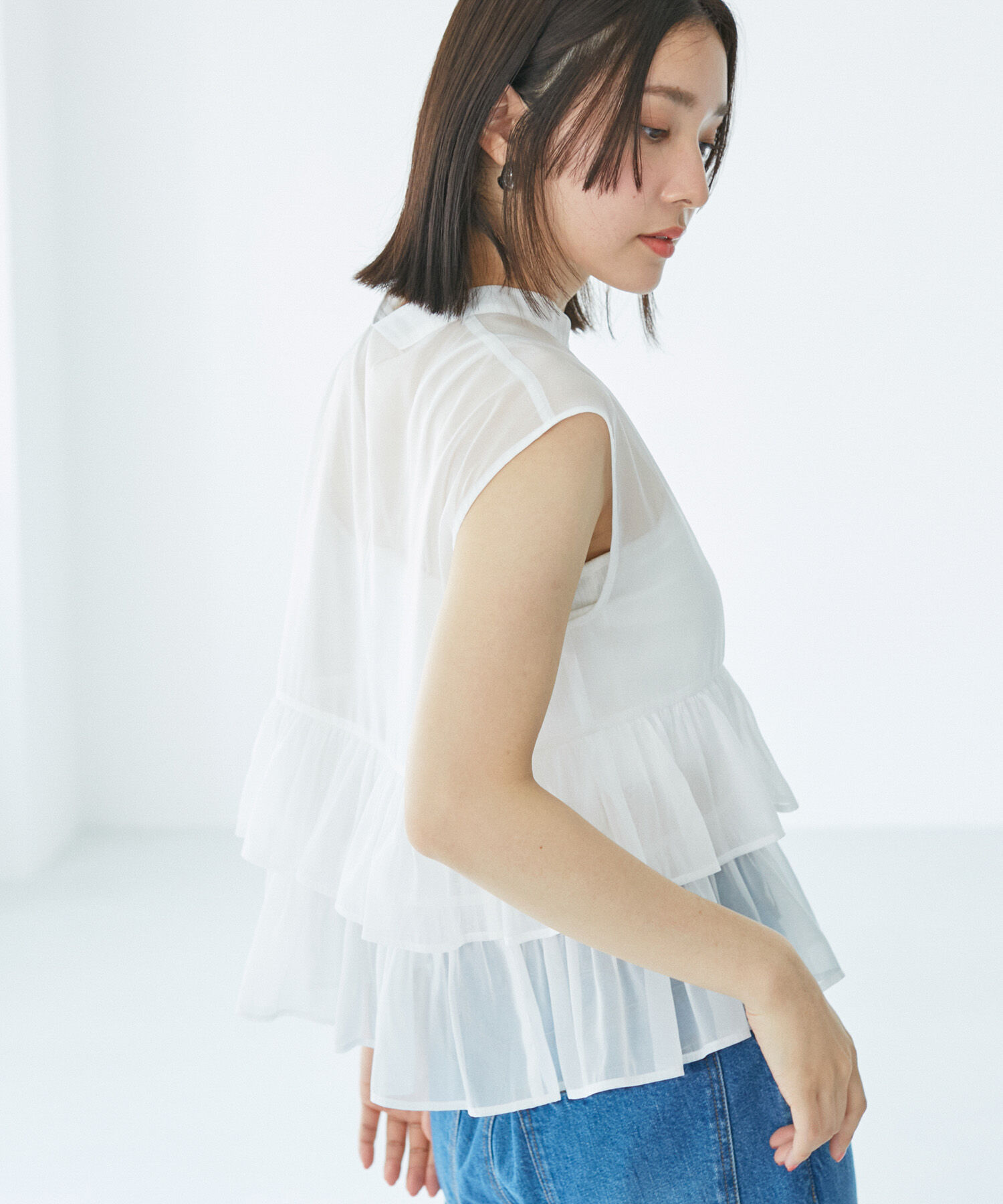 VIS「【洗える】シアーフリルブラウス」|シャツ・ブラウス|