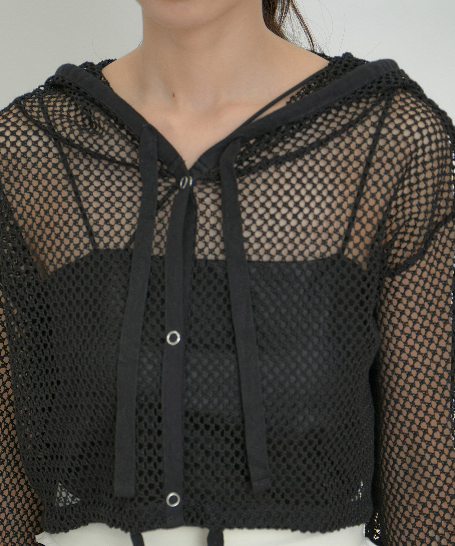 VIS「【洗える】メッシュフーテッドカーディガン」|カーディガン|