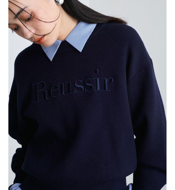 VIS「スウェットライク刺繍ロゴニットプルオーバー」|ニット・セーター|