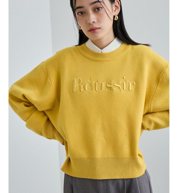 VIS「スウェットライク刺繍ロゴニットプルオーバー」|ニット・セーター|イエロー