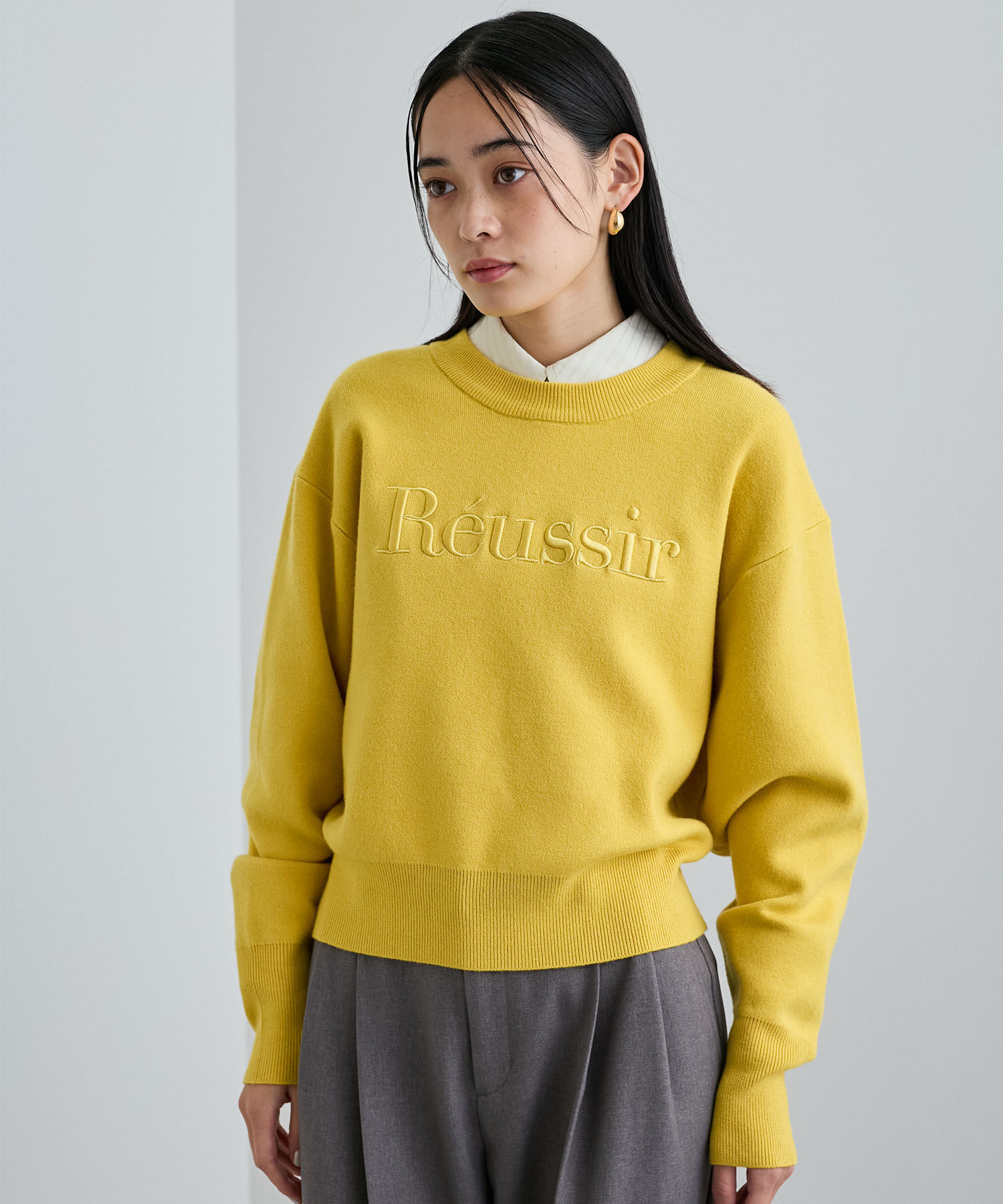 VIS「スウェットライク刺繍ロゴニットプルオーバー」|ニット・セーター|