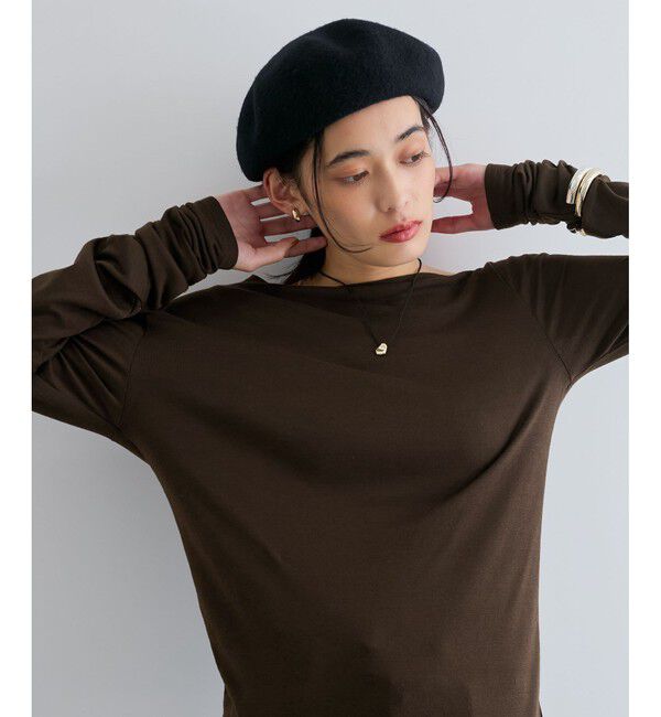 VIS「【洗える】ドレープオフショルダーロングTシャツ」|Tシャツ・カットソー|