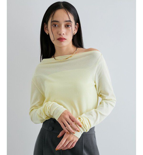 VIS「【洗える】ドレープオフショルダーロングTシャツ」|Tシャツ・カットソー|