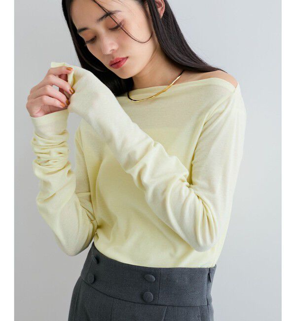 VIS「【洗える】ドレープオフショルダーロングTシャツ」|Tシャツ・カットソー|グリーンサブ