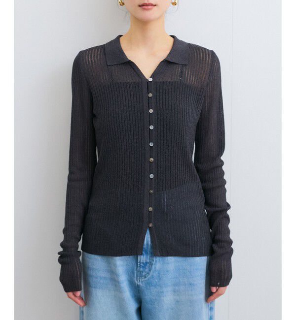 VIS「シアーポロ襟リブカーディガン」|カーディガン|