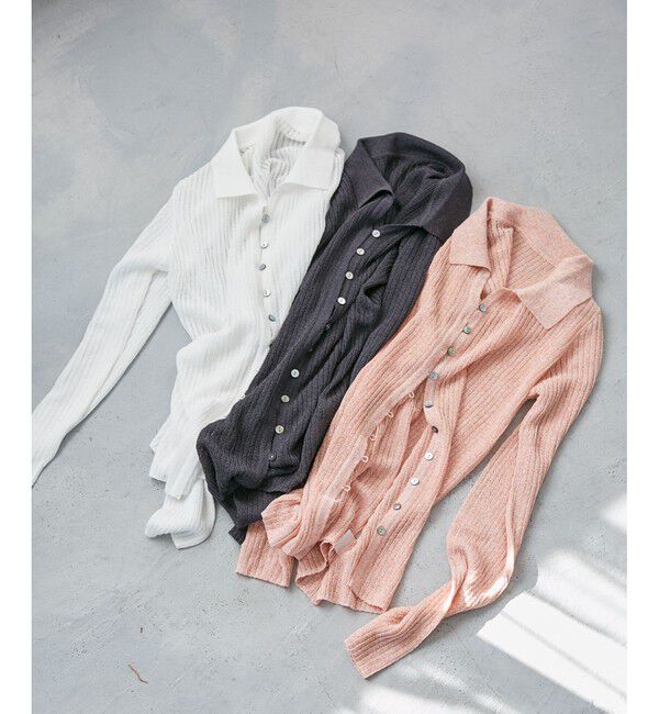 VIS「シアーポロ襟リブカーディガン」|カーディガン|