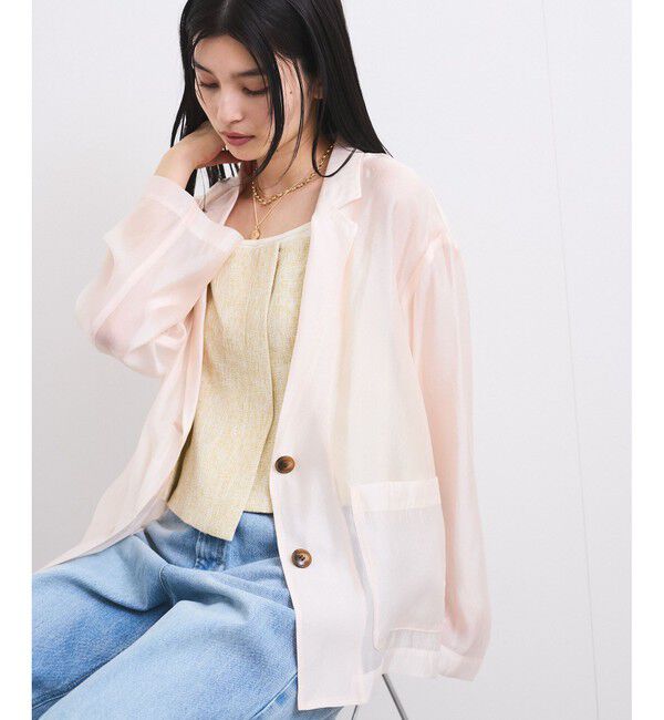 VIS「【洗える】羽織るだけでスタイリングワンランクアップ！シアージャケット」|テーラードジャケット|ピンク(63)
