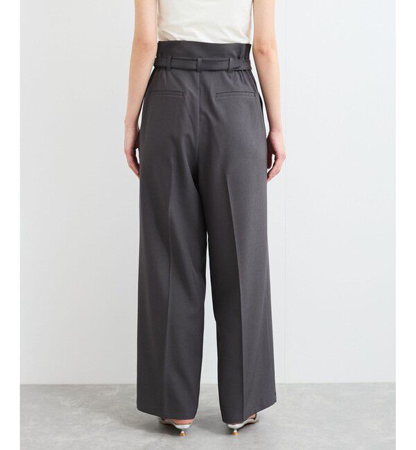 VIS「【新色追加】【防シワ/接触冷感】ベルトディテールタックワイドスラックスパンツ」|スラックス|