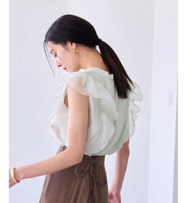 VIS「主役級！華やぎシアーシャイニーボウタイフリルブラウス【前後2WAY】【洗える】」|シャツ・ブラウス|