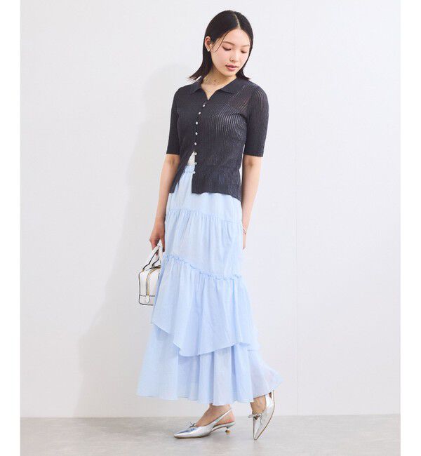 VIS「半袖サマーニットポロカーディガン」|ニット・セーター|