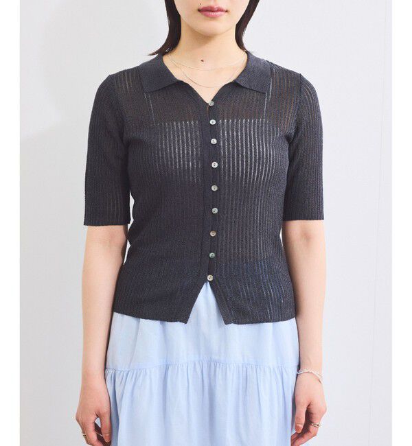 VIS「半袖サマーニットポロカーディガン」|ニット・セーター|