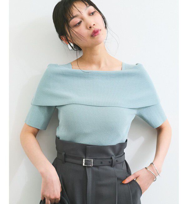 VIS「【アンチピリング/UVケア/洗える】オフショルハーフスリーブニット」|ニット・セーター|