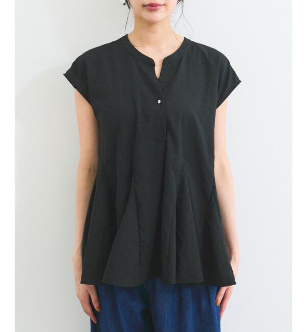 VIS「【防シワ/洗える】スキッパーフレアブラウス」|シャツ・ブラウス|