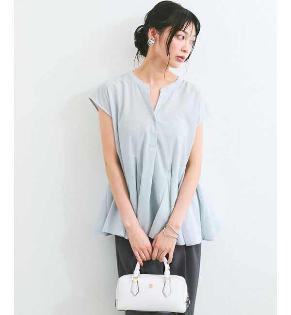 VIS「【防シワ/洗える】スキッパーフレアブラウス」|シャツ・ブラウス|