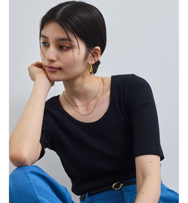 VIS「【前後2WAY】テレコ五分袖プルオーバー」|Tシャツ・カットソー|