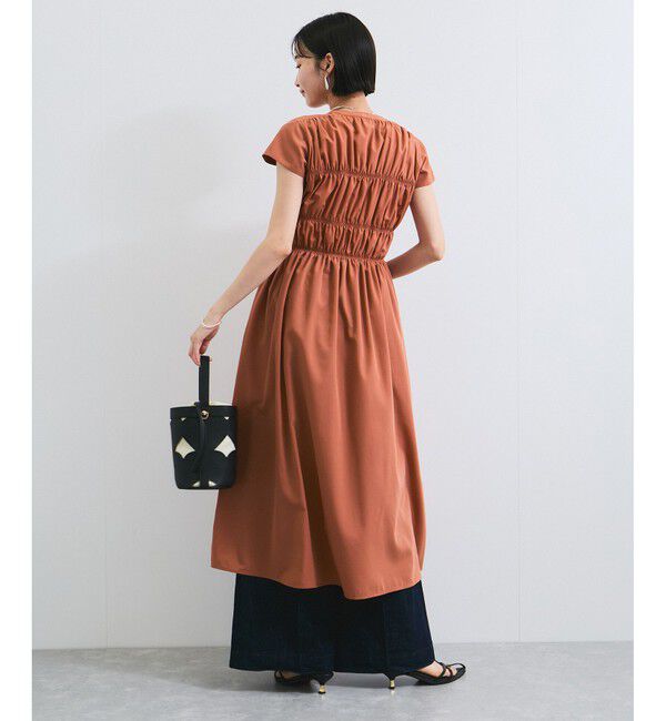 VIS「シャーリングデザインワンピース【WEB限定サイズ】」|ワンピース|