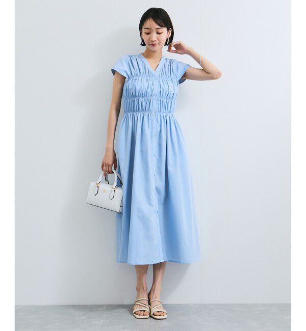 VIS「シャーリングデザインワンピース【WEB限定サイズ】」|ワンピース|