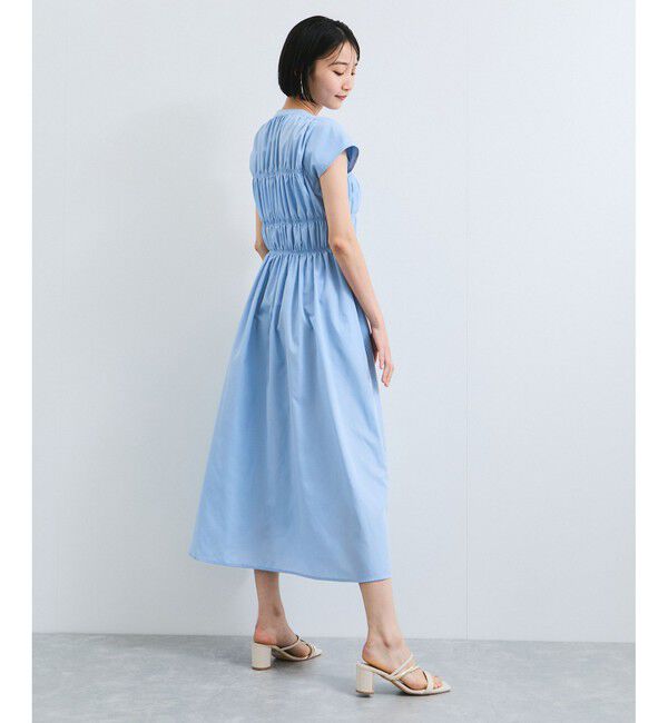 VIS「シャーリングデザインワンピース【WEB限定サイズ】」|ワンピース|