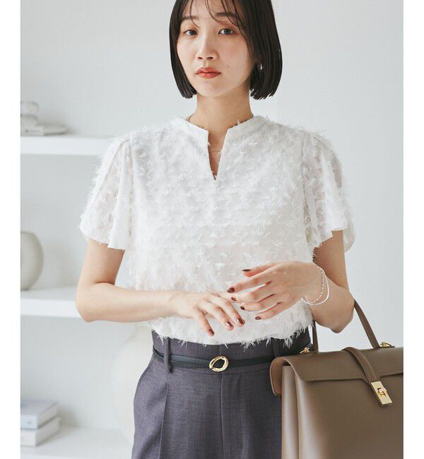 VIS「チューリップスリーブジャガードスキッパーブラウス」|シャツ・ブラウス|