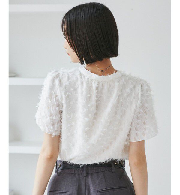 VIS「チューリップスリーブジャガードスキッパーブラウス」|シャツ・ブラウス|