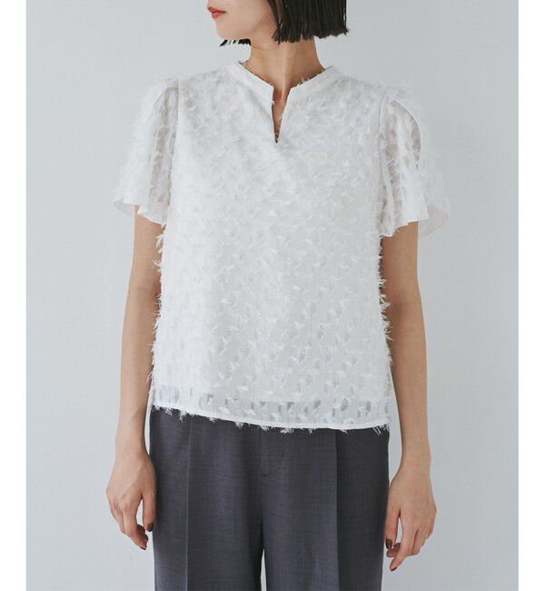 VIS「チューリップスリーブジャガードスキッパーブラウス」|シャツ・ブラウス|