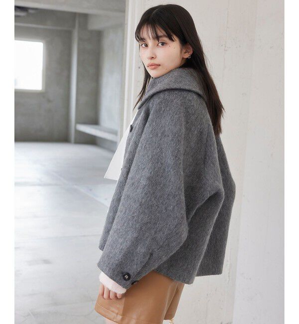 VIS「【アウター総選挙1位】ビッグカラーモモンガシャギーショートコート」|ブルゾン・スタジャン|