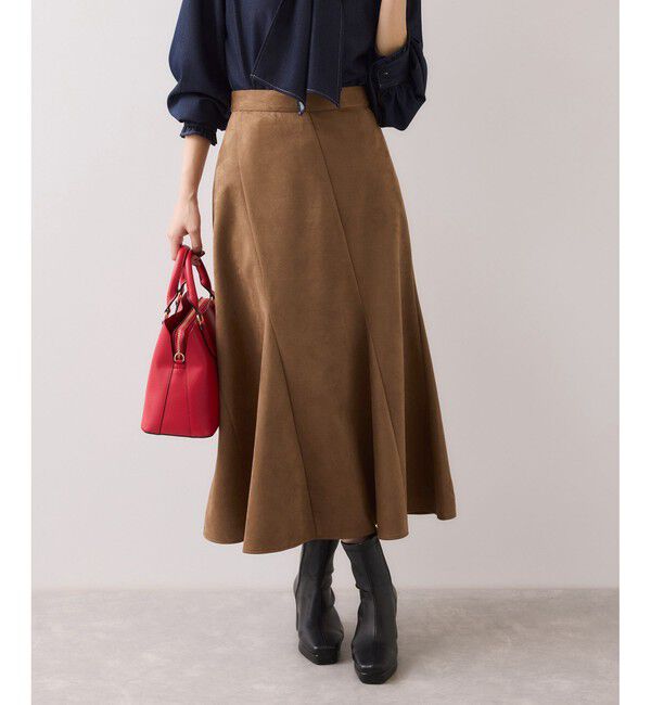 VIS「エスカルゴ切替スエードライクスカート」|スカート|キャメル系(26)