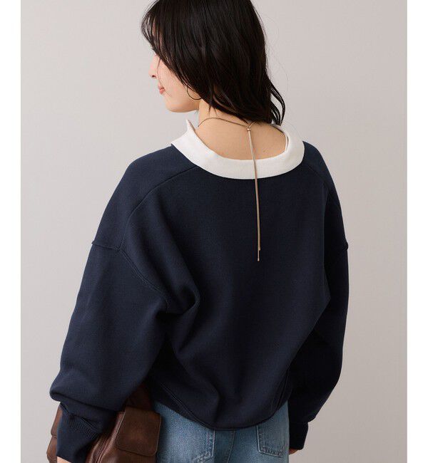 VIS「ワンポイント刺繍ポロニットプルオーバー」|ニット・セーター|