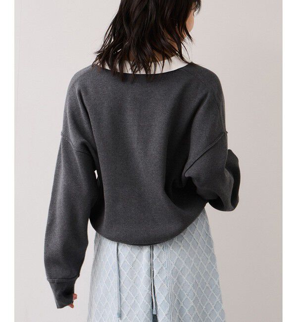 VIS「ワンポイント刺繍ポロニットプルオーバー」|ニット・セーター|