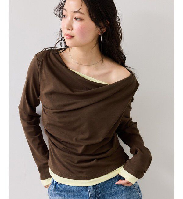 VIS「【WEB限定】レイヤードドレーププルオーバー」|Tシャツ・カットソー|