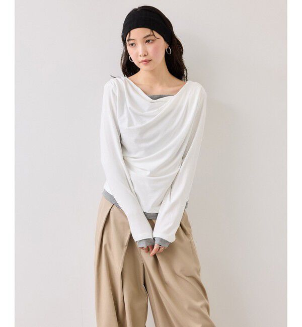 VIS「【WEB限定】レイヤードドレーププルオーバー」|Tシャツ・カットソー|