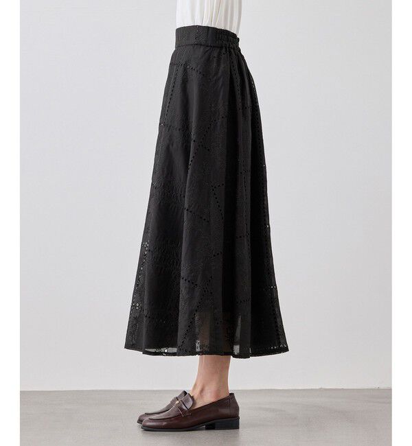 Rope&rsquo;Picnic「刺繍レースフレアスカート」|スカート|
