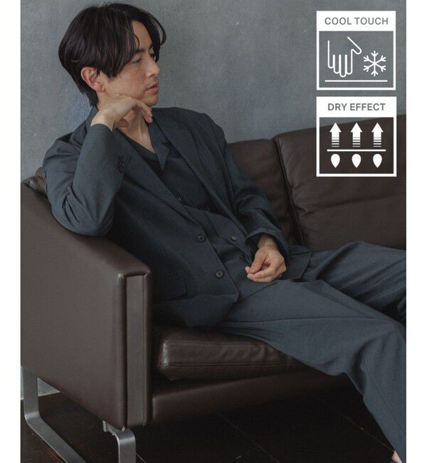 ADAM ET ROPE'「接触冷感【RIRANCHA】セットアップ / テーラードジャケット & スラックス」|スーツ|ダークグリン(31)