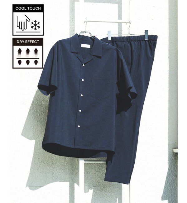ADAM ET ROPE'「接触冷感【RIRANCHA】セットアップ / オープンカラーシャツ & スラックス」|スーツ|ネイビー系(41)