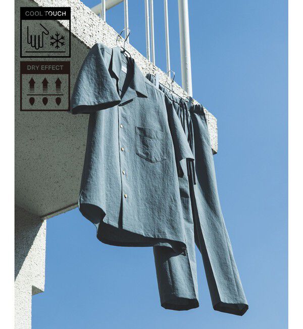 ADAM ET ROPE'「接触冷感【RIRANCHA】セットアップ / オープンカラーシャツ & スラックス」|スーツ|ブルー系(45)