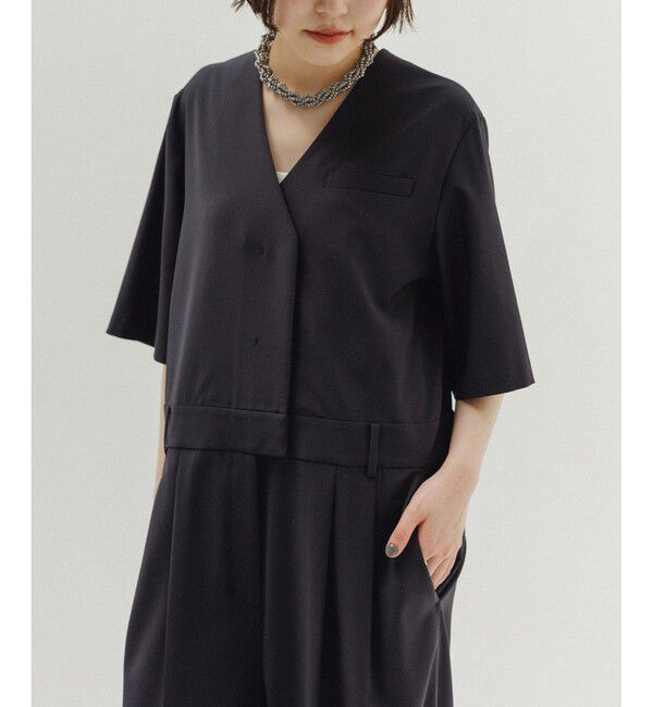 ADAM ET ROPE'「【EMOELLE】ハーフスリーブVネックオールインワン」|オールインワン|