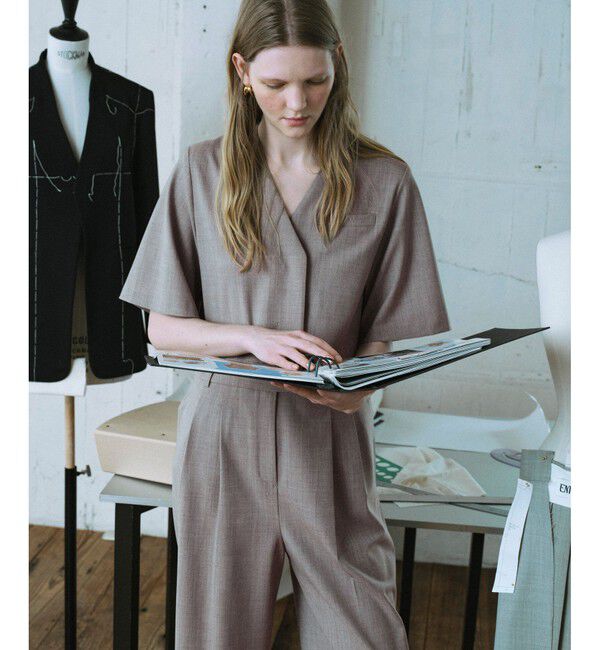 ADAM ET ROPE'「【EMOELLE】ハーフスリーブVネックオールインワン」|オールインワン|