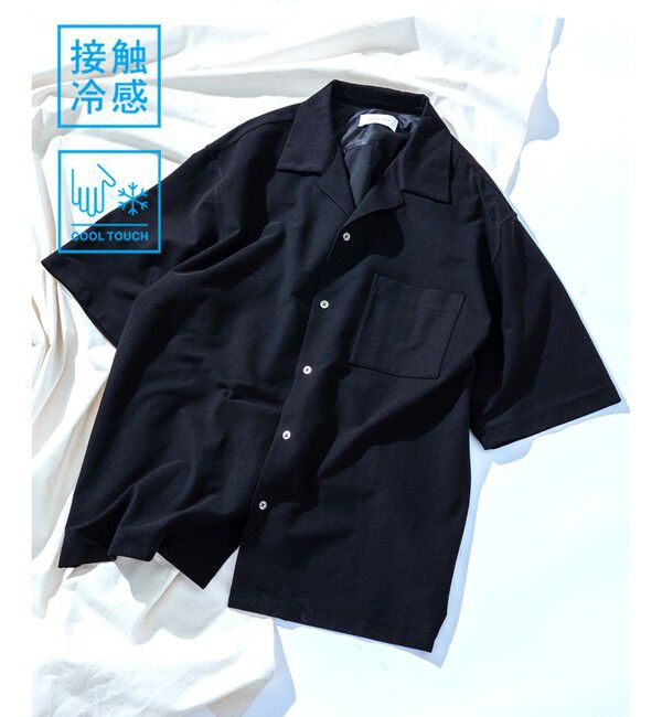 ADAM ET ROPE'「 接触冷感【MINUS】オープンカラー シャツ」|シャツ・ブラウス|ブラック(01)