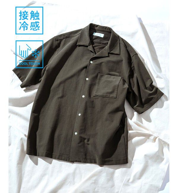 ADAM ET ROPE'「 接触冷感【MINUS】オープンカラー シャツ」|シャツ・ブラウス|グリーンサブ(35)