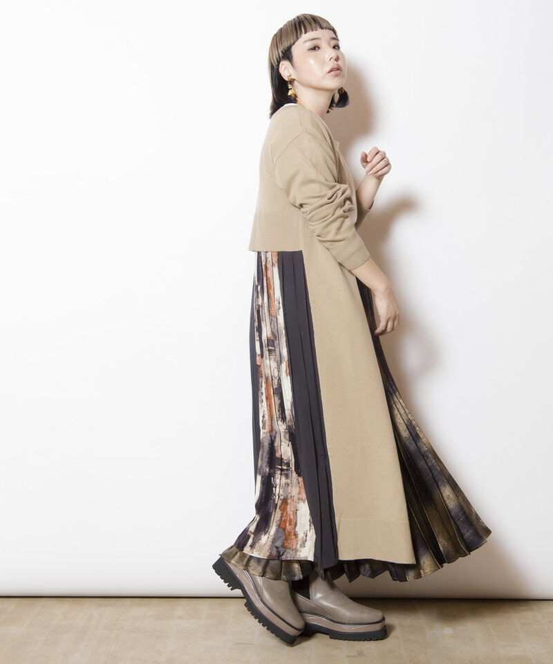  「2WAYバックプリーツニットカーディガン」|ワンピース|