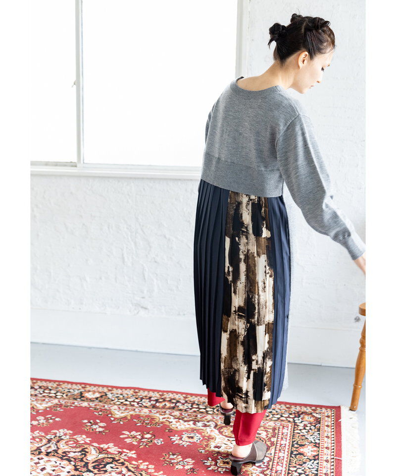  「2WAYバックプリーツニットカーディガン」|ワンピース|