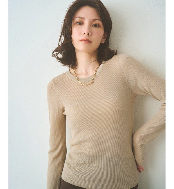  「シアーリブニットプルオーバー」|ニット・セーター|ベージュ