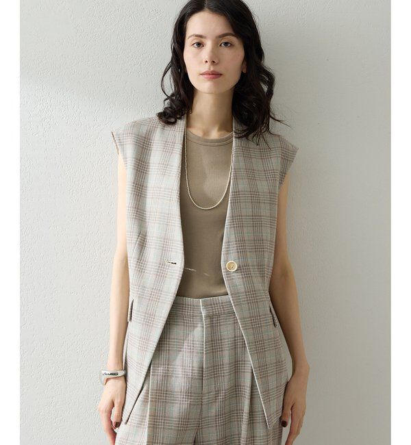  「コットンチェックジレ」|ベスト・ジレ|